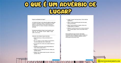 O Que é Um Advérbio De Lugar Ponto Do Conhecimento