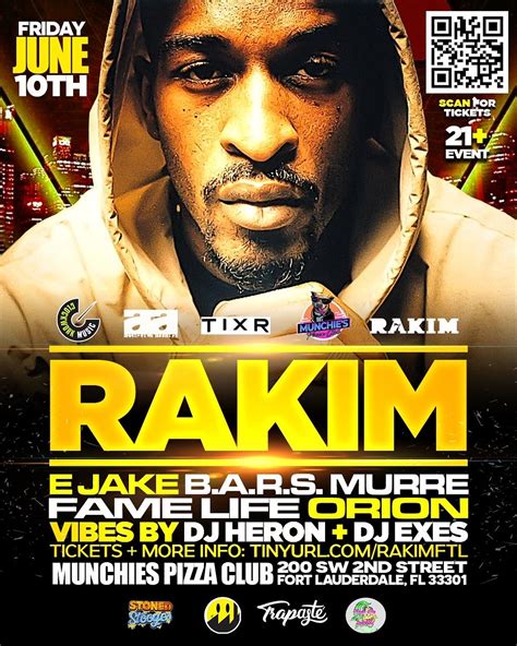 RAKIM Live in Fort Lauderdale Tickets at Munchies Pizza Club in Fort ...