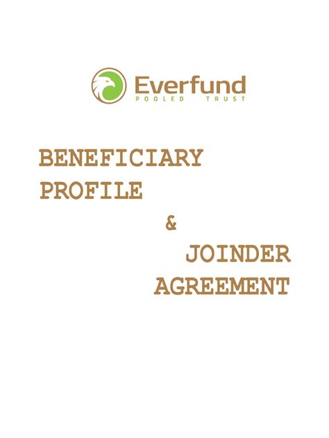 Fillable Online BENEFICIARY PROFILE SHEET AND JOINDER AGREEMENT Fax