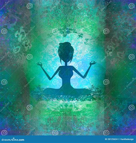 Yoga Girl In Lotus Position Stock Illustration Illustration Of