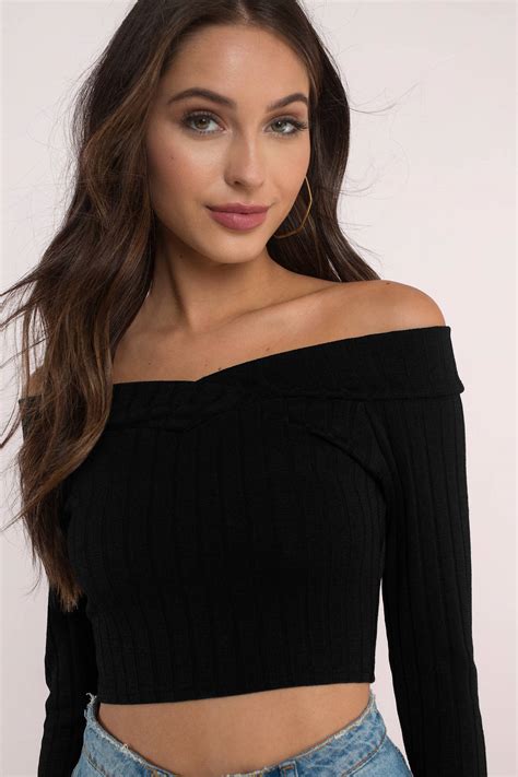 Odele Off Shoulder Crop Top In Black 46 Tobi Us