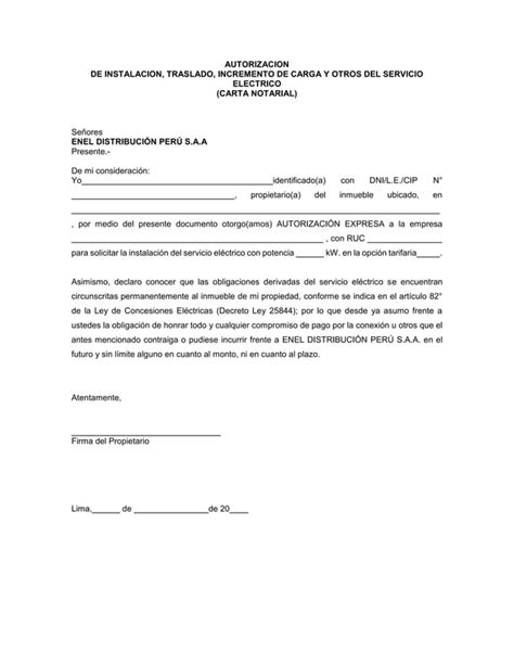 Modelo De Autorizacion Propietario Pdf