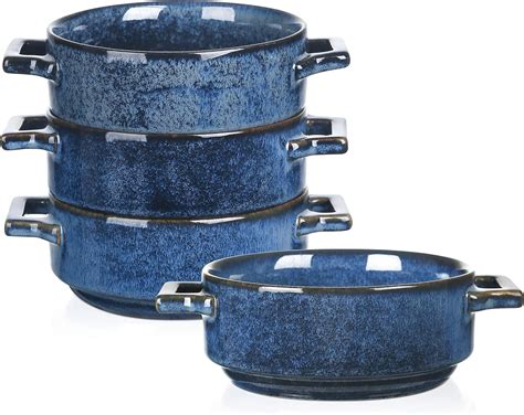 Vicrays Ceramic Soup Bowls With Handles Oz Porcelain Soup Crocks