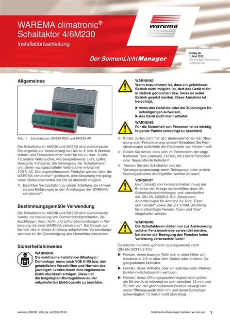 Warema Climatronic M Installationsanleitung Pdf Herunterladen