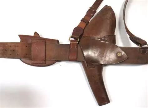 Rare WW1 Period Officers Sam Browne Belt Holster Pouch Sword Frog