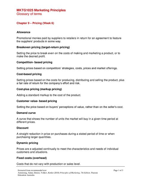 Week 6 Marketing Principles Glossary Mktg1025 Marketing Principles