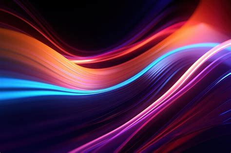 Premium Ai Image 3d Render Abstract Neon Background Colorful Glowing Lines