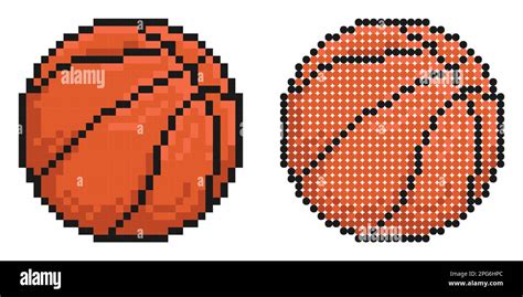 Pixel Icon Sports Ball For Basketball Sport Equipment Simple Retro