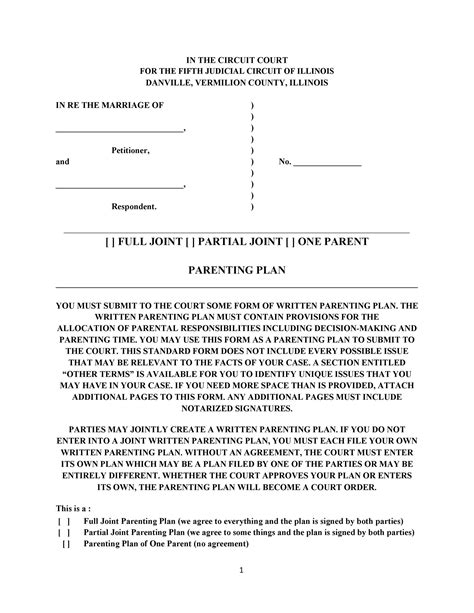 49 Free Parenting Plan And Custody Agreement Templates Templatelab