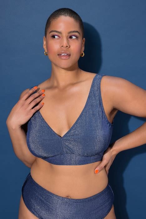 Bikini Top Softcups Glitter Shaping Dunkel Blau Happy Size