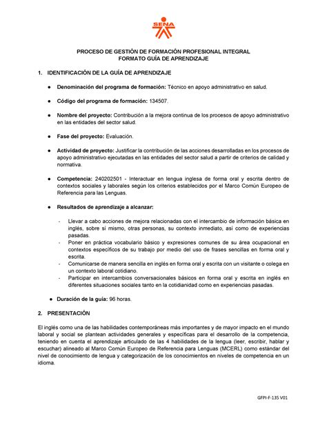 Guia aprendizaje 2 Ingles PROCESO DE GESTIÓN DE FORMACIÓN PROFESIONAL