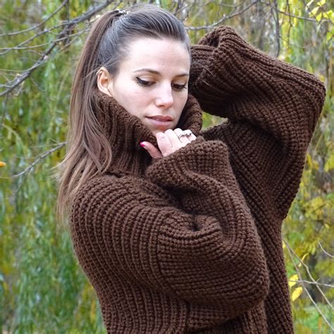 6 Strands Brown Mohair Sweaterhand Knit Sweatercrewneck Etsy