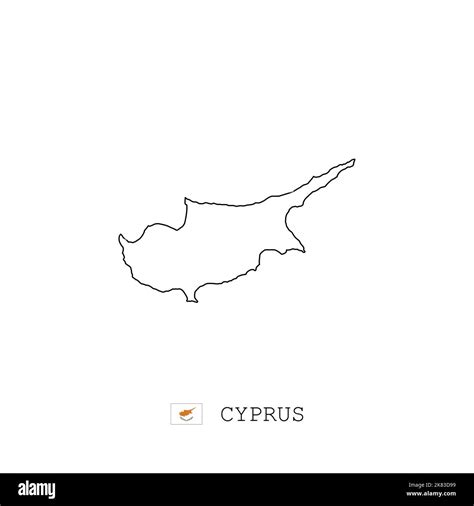 Cyprus Vector Map Outline Line Linear Cyprus Black Map On White