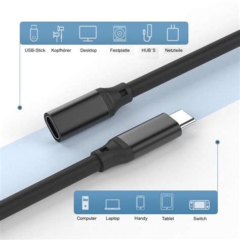 Usb C Verl Ngerung Kabel C Stecker C Buchse M Type C Kabel Schnell