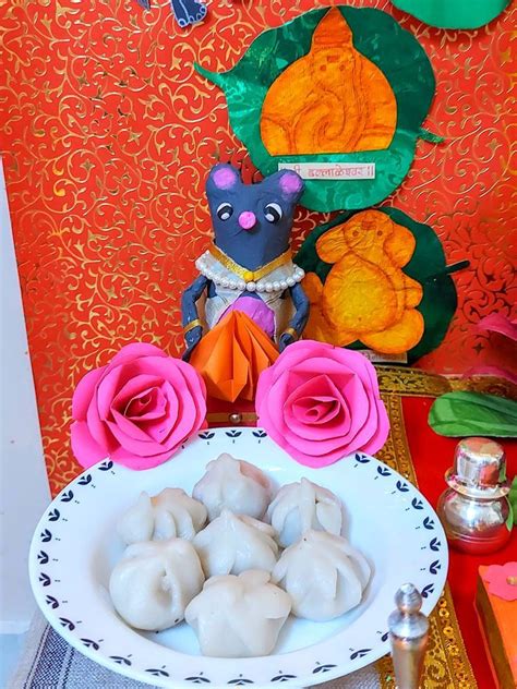 Ganpati decoration ideas | Paper mache mouse | Ukdiche Modak | | Decoration for ganpati, Paper ...