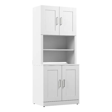 Hampton Heights Storage Cabinet With Doors And Hutch In White Engineered Wood