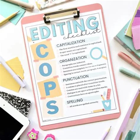 Free Printable Pdf Cops Editing Checklist Literacy In Focus