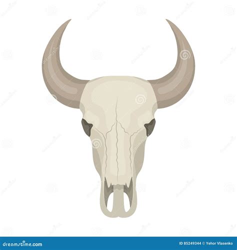 Bull Skull Icon In Cartoon Style Isolated On White Background Rodeo