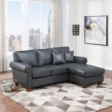 Lark Manor Gengler Wide Faux Leather Reversible Sofa Chaise