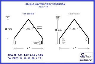 Rejilla Louver Tira V Invertida Grudisa Metal Desplegado Perforado