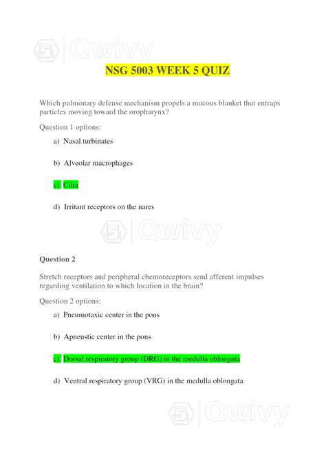 NSG 5003 WEEK 5 QUIZ ADVANCED PATHOPHYSIOLOGY LATEST 2022 SOUTH