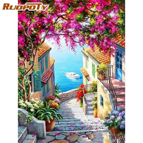 Ruopoty X Cm Frame Diy Painting By Number Kits Wall Art Picture By