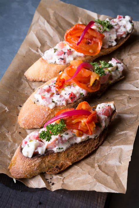 Bruschetta Sandwiches With Salad Stock Photo Image Of Antipasto