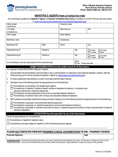 Fillable Online Hepatitis C Agents Prior Authorization Form Fax Email