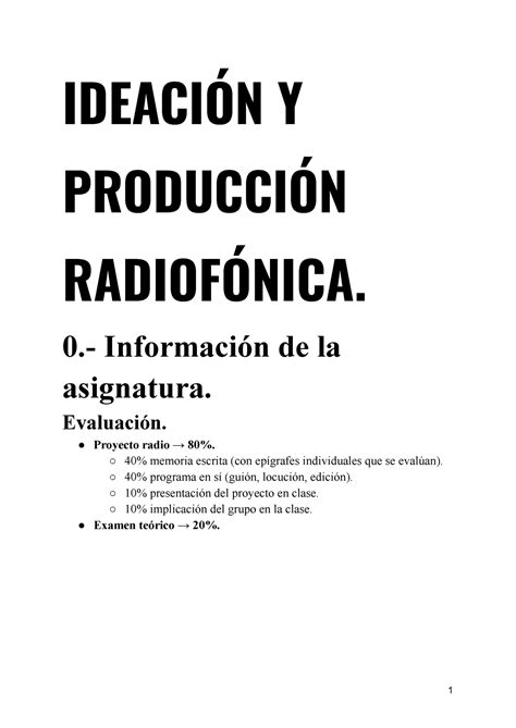 Apuntes Ideación Y Producción Radiofónica IdeaciÓn Y ProducciÓn