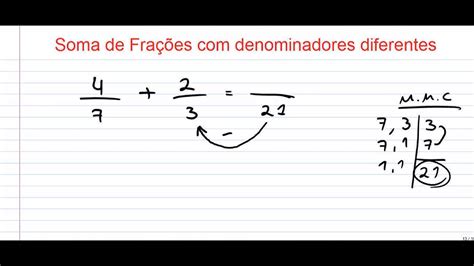 Soma de frações denominadores diferentes YouTube