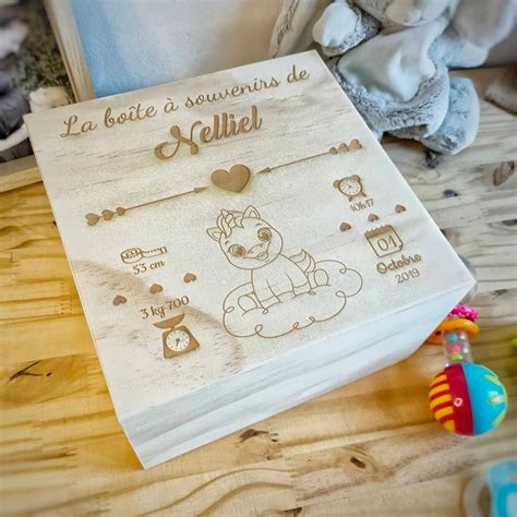 Boite Souvenirs Personnalis E Pour Naissance Boite B B Etsy France