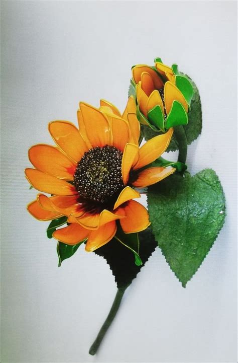 Girasole Realizzato A Mano Con Filo Metallico E Colori Per Vetro