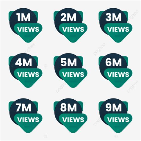 Transparent Views Sticker Set Million Plus M Views M Views