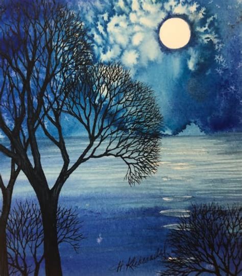 Blue Moon Drawing A Day 25 By Helen R Klebesadel Artwork Archive