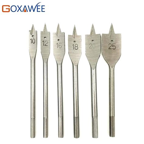 GOXAWEE 6pcs Flat Drill High Carbon Steel Wood Flat Drill Set ...