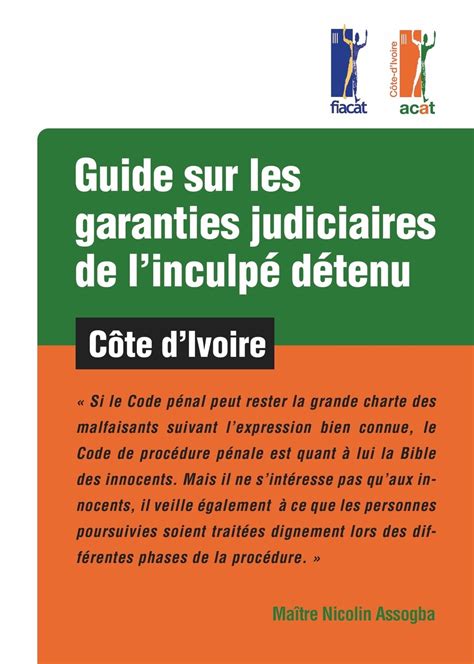 Guide Sur Les Garanties Judiciaires De L Inculp D Tenu C Te D Ivoire