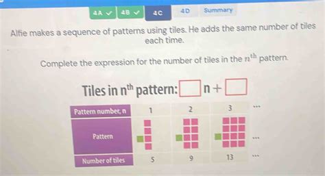 Solved A C D Summary Alfie Makes A Sequence Of Patterns Using