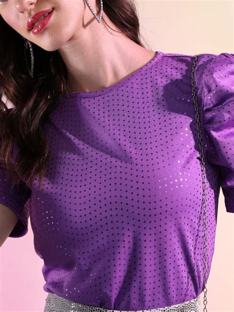 Buy Tokyo Talkies Purple Self Design Styled Back Tops For Women Online At Rs319 Ketch