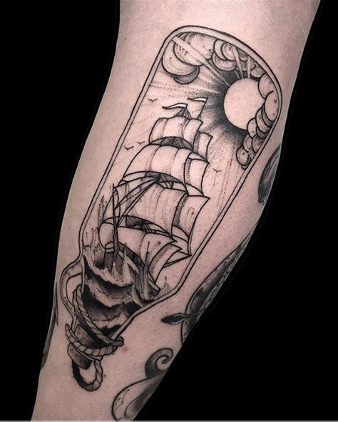 Ship in a bottle by Amor Tattoos - Tattoogrid.net