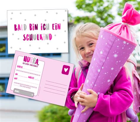 Einladungskarte Zur Einschulung Hurra Ich Bin Ein Schulkind Pink