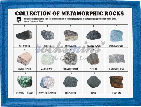 Collection of 15 Metamorphic Rocks Kits Rocksmins Rocks Collections Manufacturers