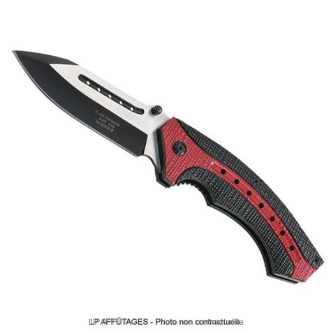 COUTEAU HERBERTZ ALU NOIR ROUGE 12 CM INOX CLIP LP Affûtages