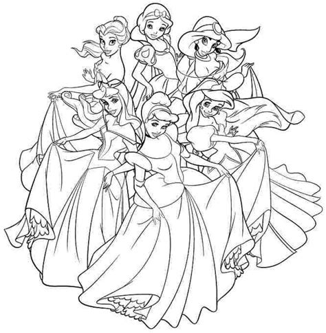 Coloriage Princesse Coloriage Toutes Les Princesses Disney Imprimer