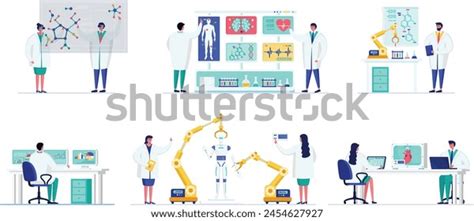 Scientists Presenting Molecular Structures Researchers Analyzing Stock ... 