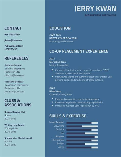 Blue Marketing Executive Resume Template Venngage