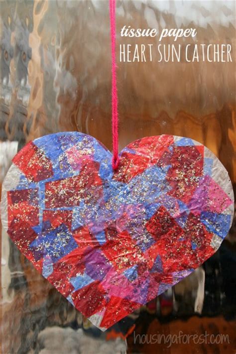 Tissue Paper Heart Sun Catcher | Housing a Forest