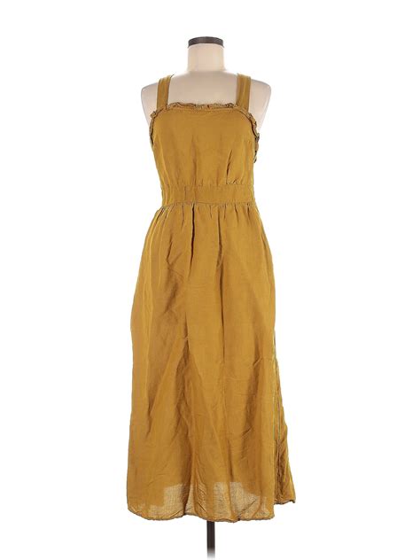 Zara Solid Yellow Casual Dress Size M 50 Off Thredup