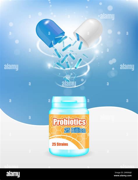 Probiotics Pills Advertising Vector Poster Banner Template Stock Vector