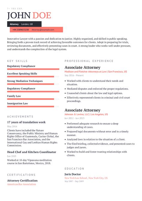 Legal Resume Template