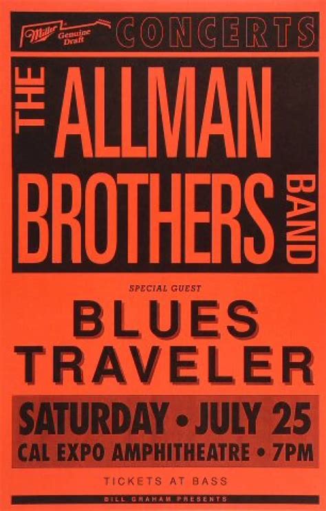 The Allman Brothers Band Vintage Concert Poster From Cal Expo Amphitheater Jul 25 1992 At